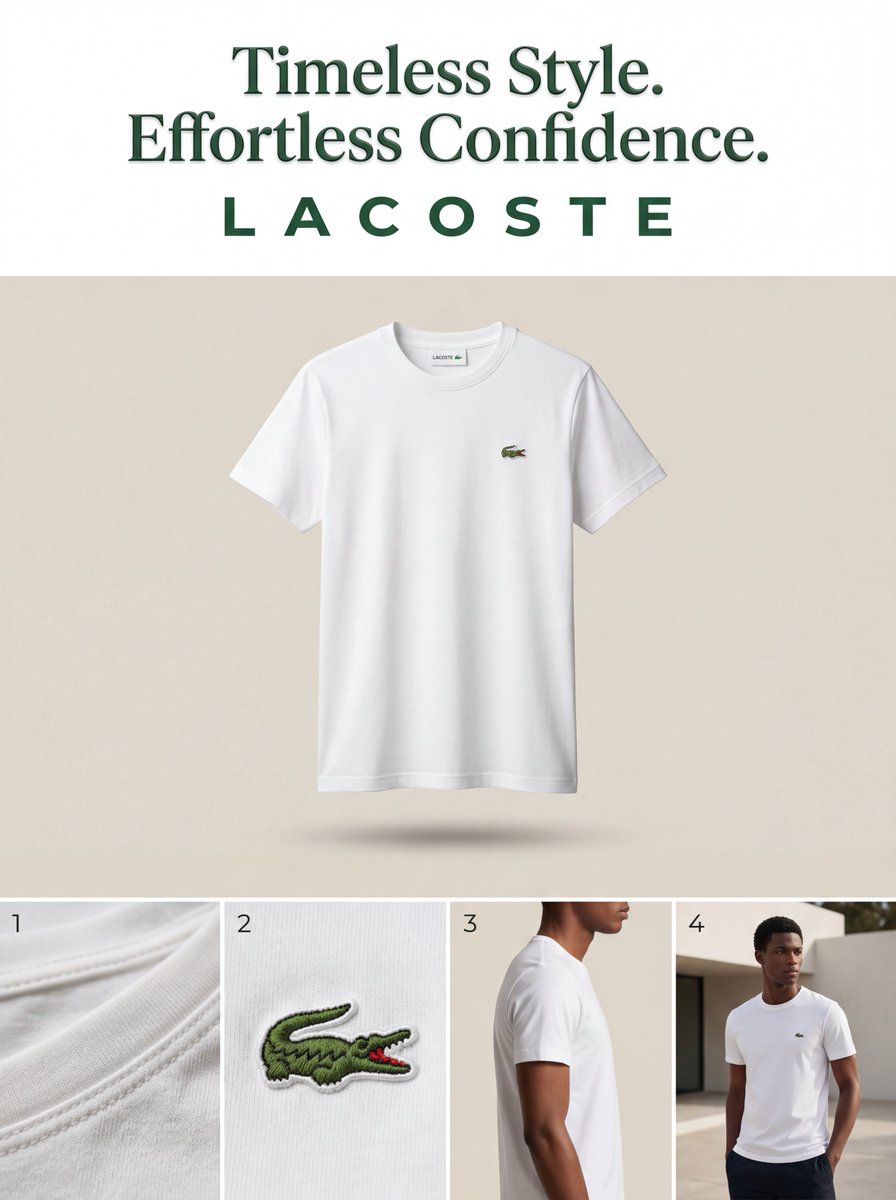 Premium Lacoste T-Shirt Ad with Artistic Typography