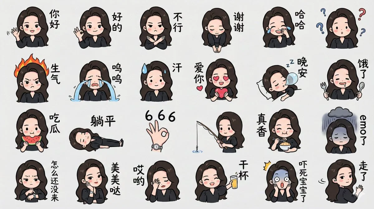 Q-version Character LINE Style Emoticon Drawing