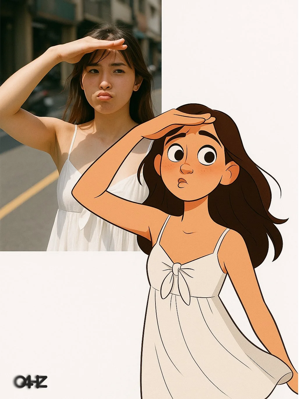 Real Person vs Animation Contrast Creative Work