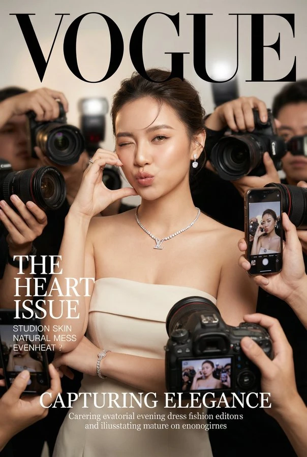Realistic Vogue Magazine Cover-Style Fashion Portrait