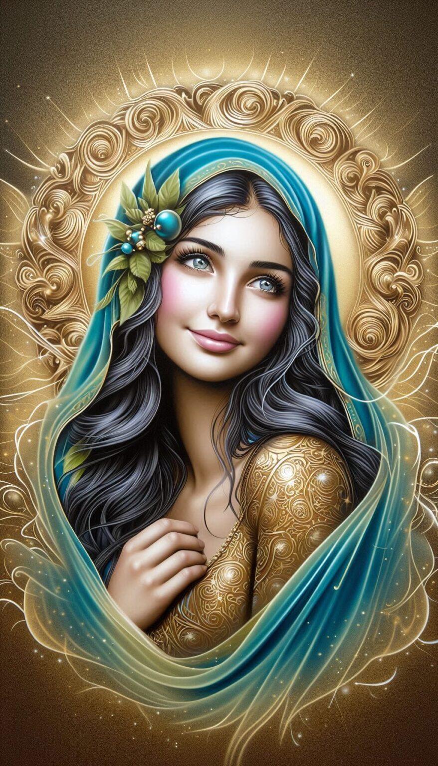 Young Woman in Celestial Airbrush Painting