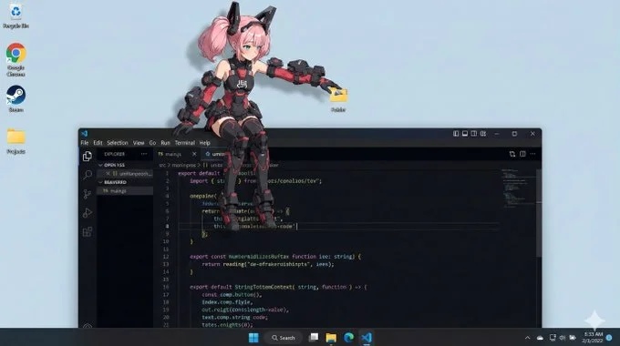 Semi-3D Anime Style Desktop UI Character Design