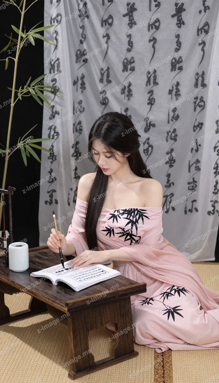 Serene Traditional Chinese Calligraphy Scene