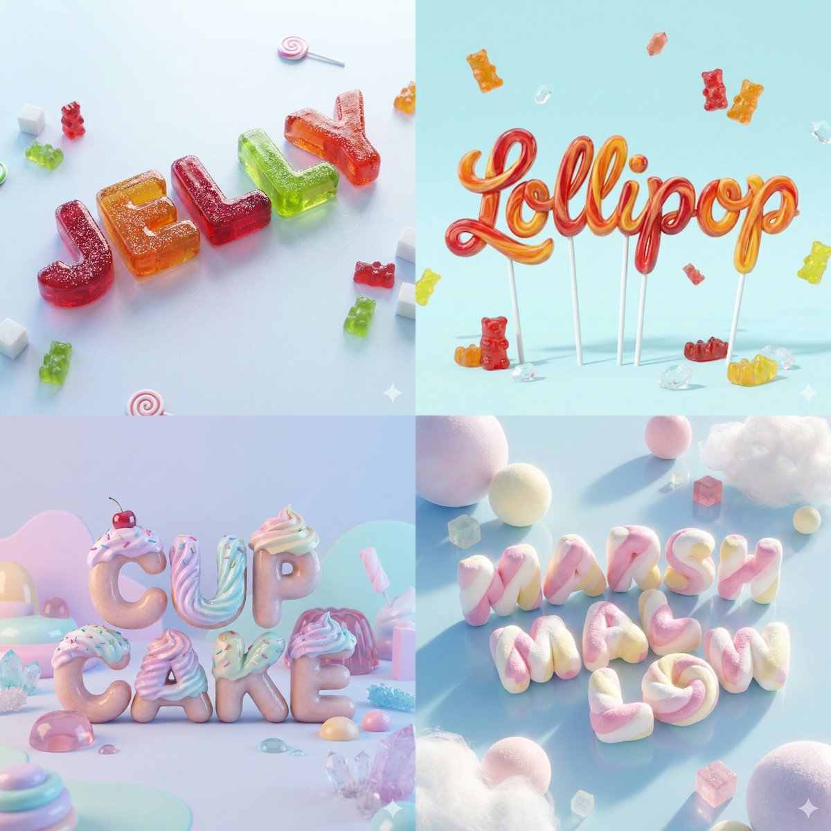 Smooth, Ultra-Realistic 3D Candy Word Render in Minimal World