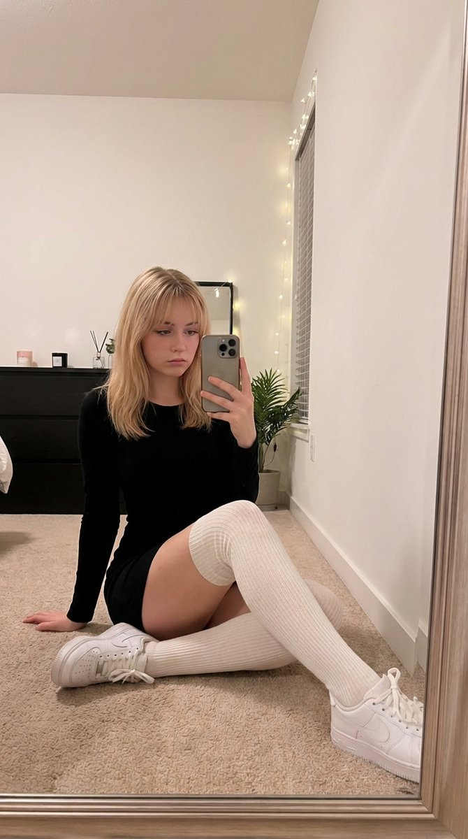 Soft Aesthetic Bedroom Mirror Selfie