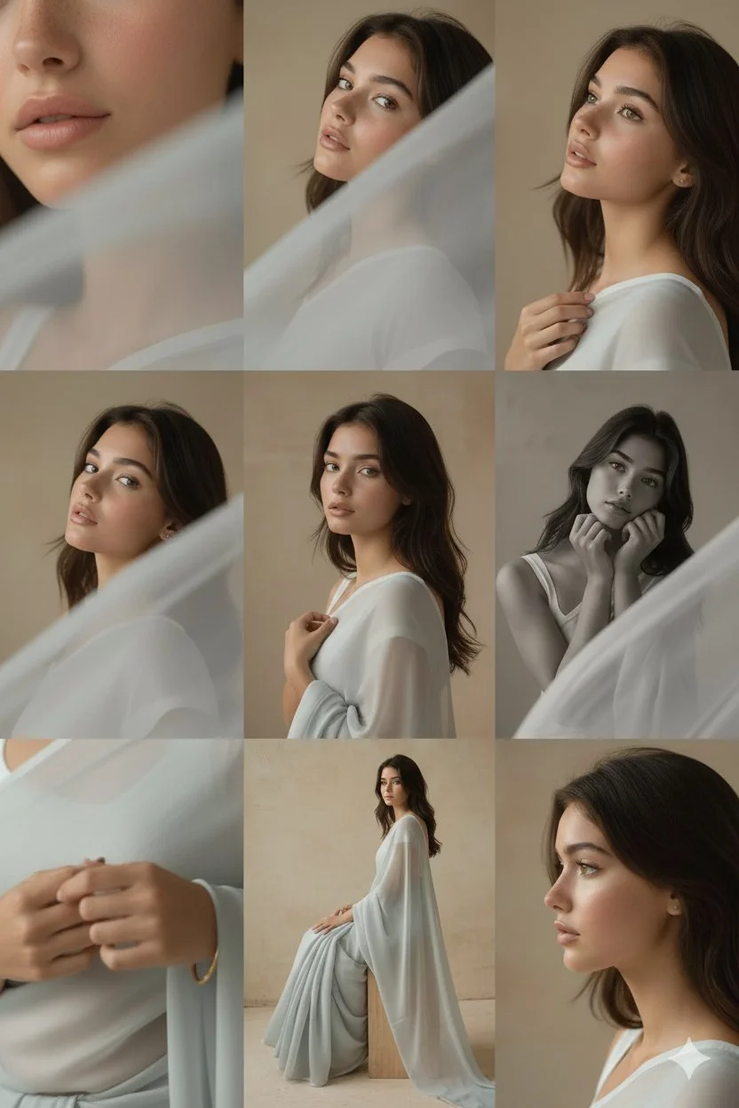 Soft Golden-Beige Studio 3x3 Grid Editorial