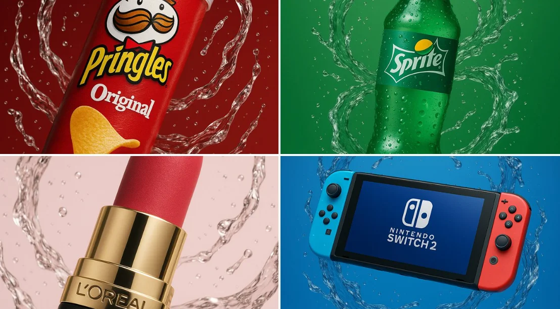 Studio-Lit Product Photography with Dynamic Water Swirls and 85mm Lens