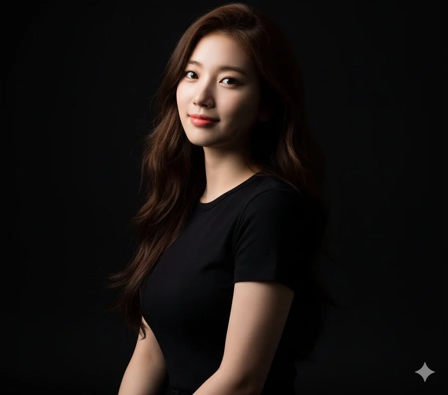 Studio Portrait Photography: Black Background, Side Lighting, Half-Length