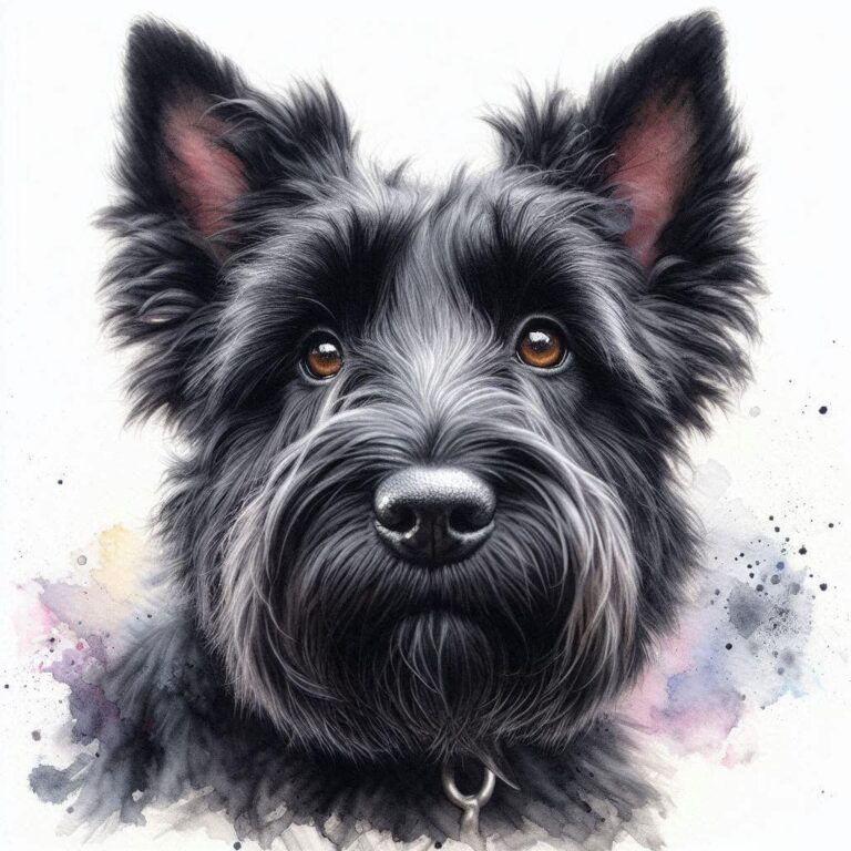 Hyper-Realistic Scottie Watercolor Portrait