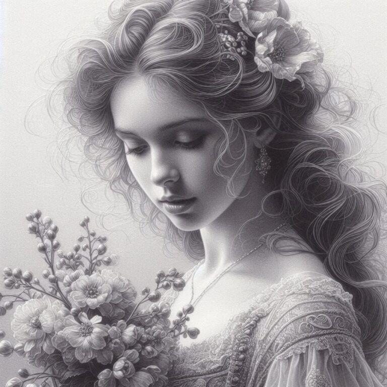 Silverpoint Style Portrait of Woman