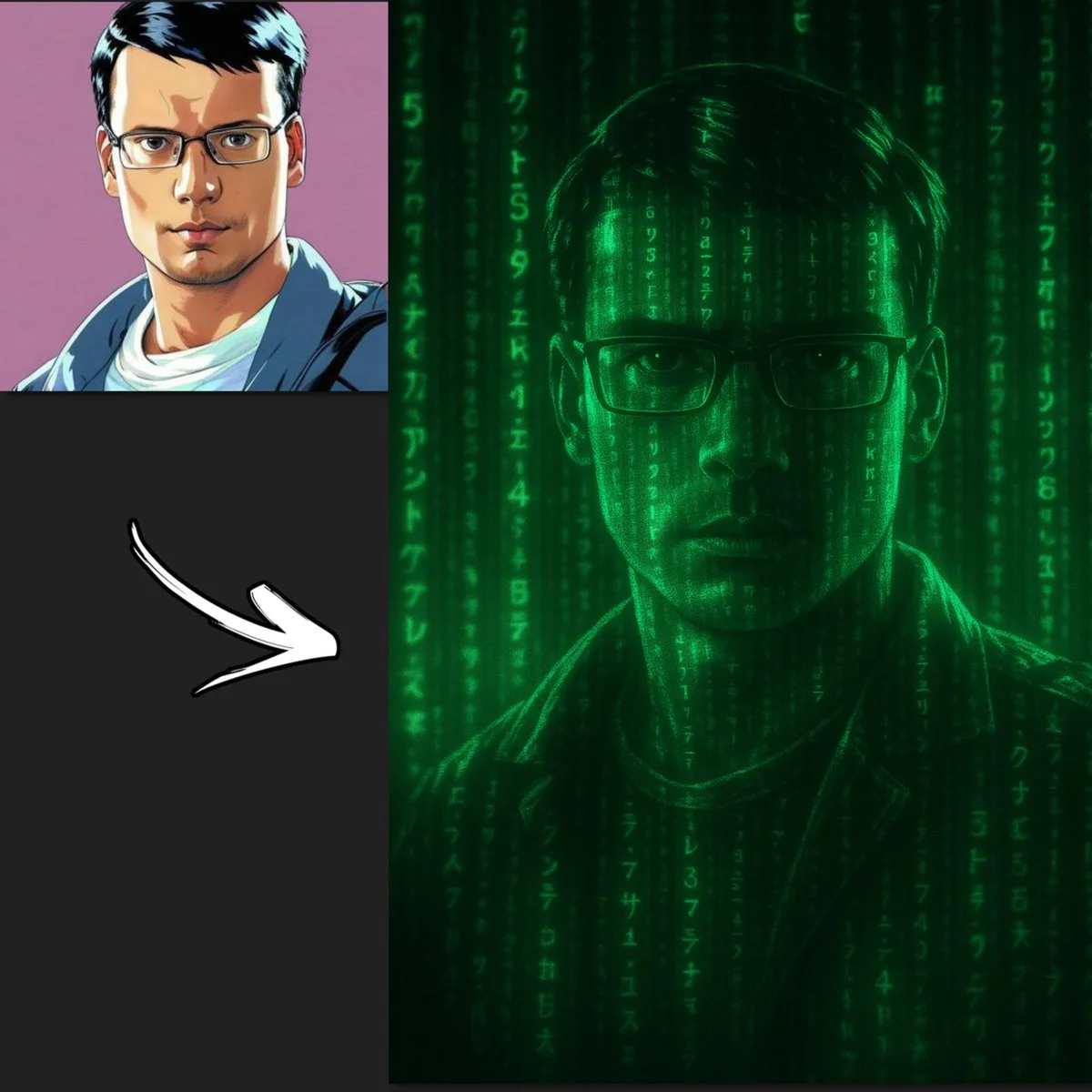 Transform Image into Digital Matrix Scene