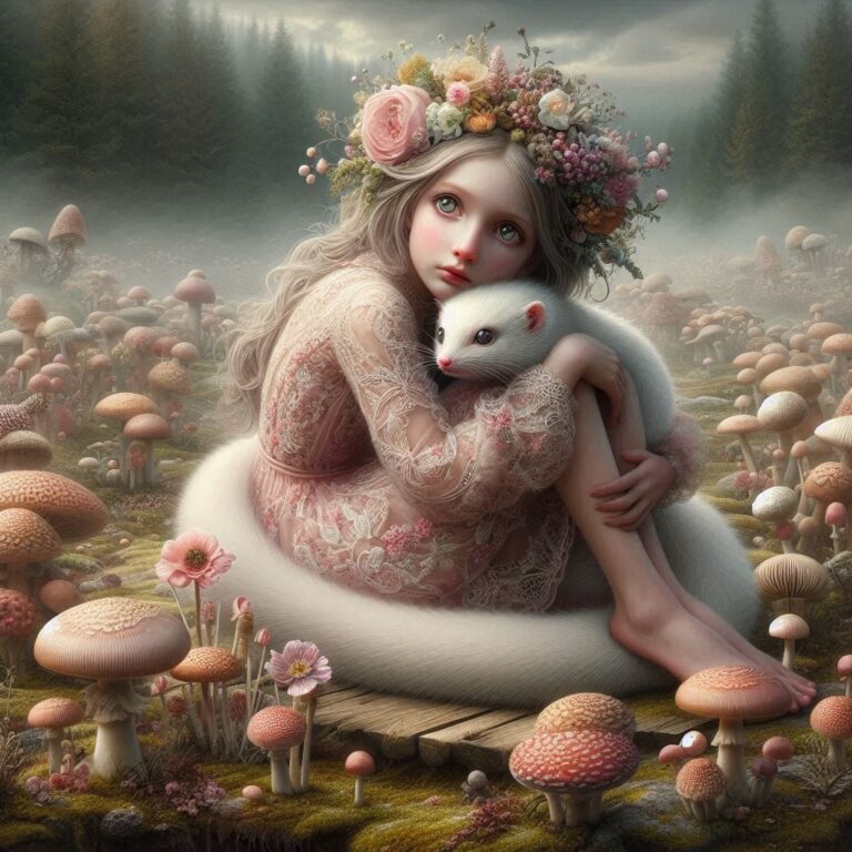 Surreal Macro Character Hugging Creature