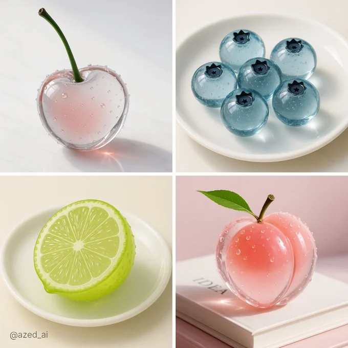 Translucent Glass Fruit, HD 3D Render