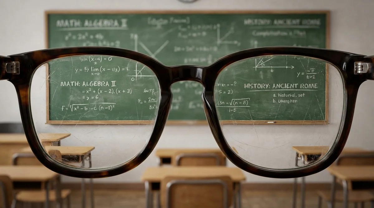 Ultra Hugging Close-Up View of Glasses Edges and Lenses