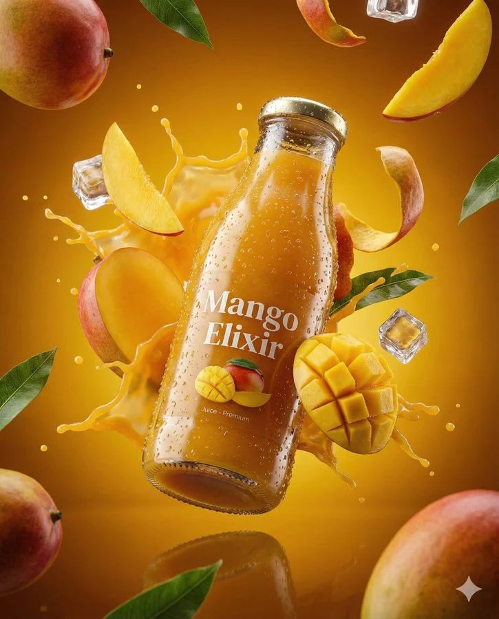 Ultra-realistic 3D Commercial-style Cherry Juice Bottle Product Shot