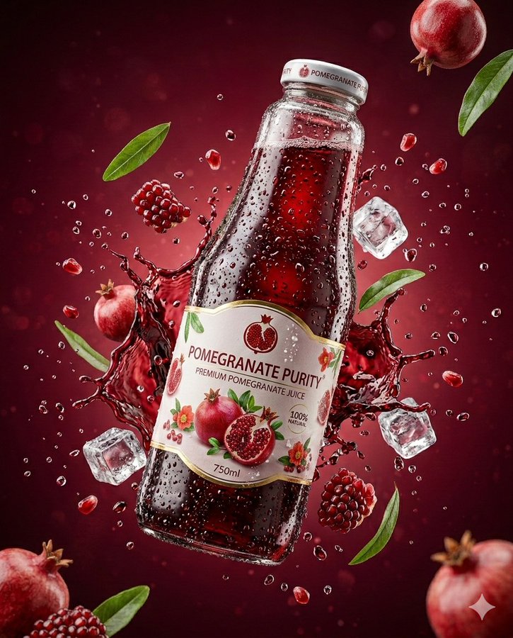Ultra-Realistic Cherry Juice Commercial Photography