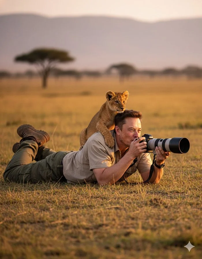 Ultra-realistic Wildlife Photography Scene with Reference Face