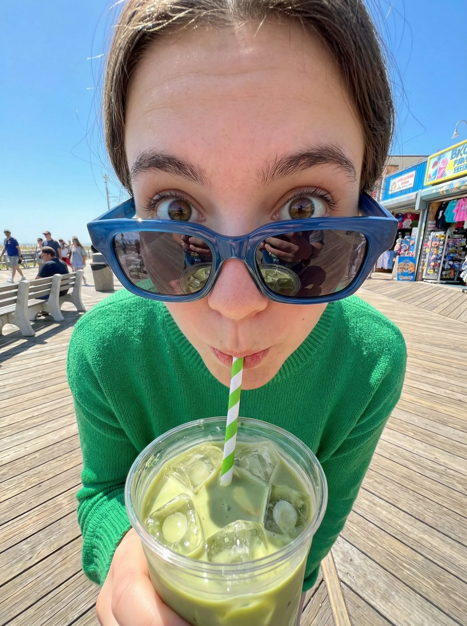 Ultra-Wide Angle Portrait Photography on Sunny Boardwalk