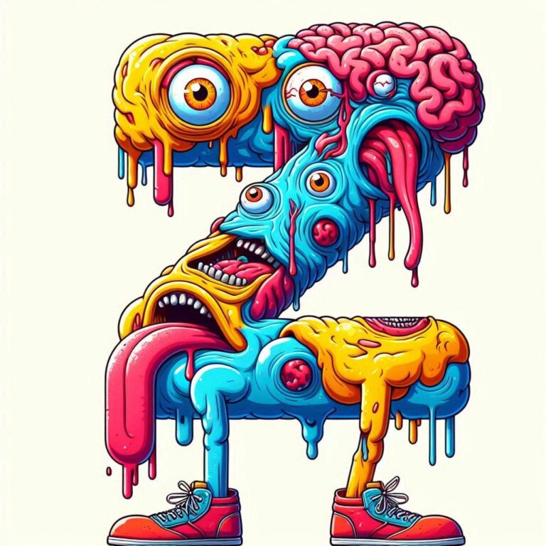 Surreal Psychedelic Character With Dripping Eyes