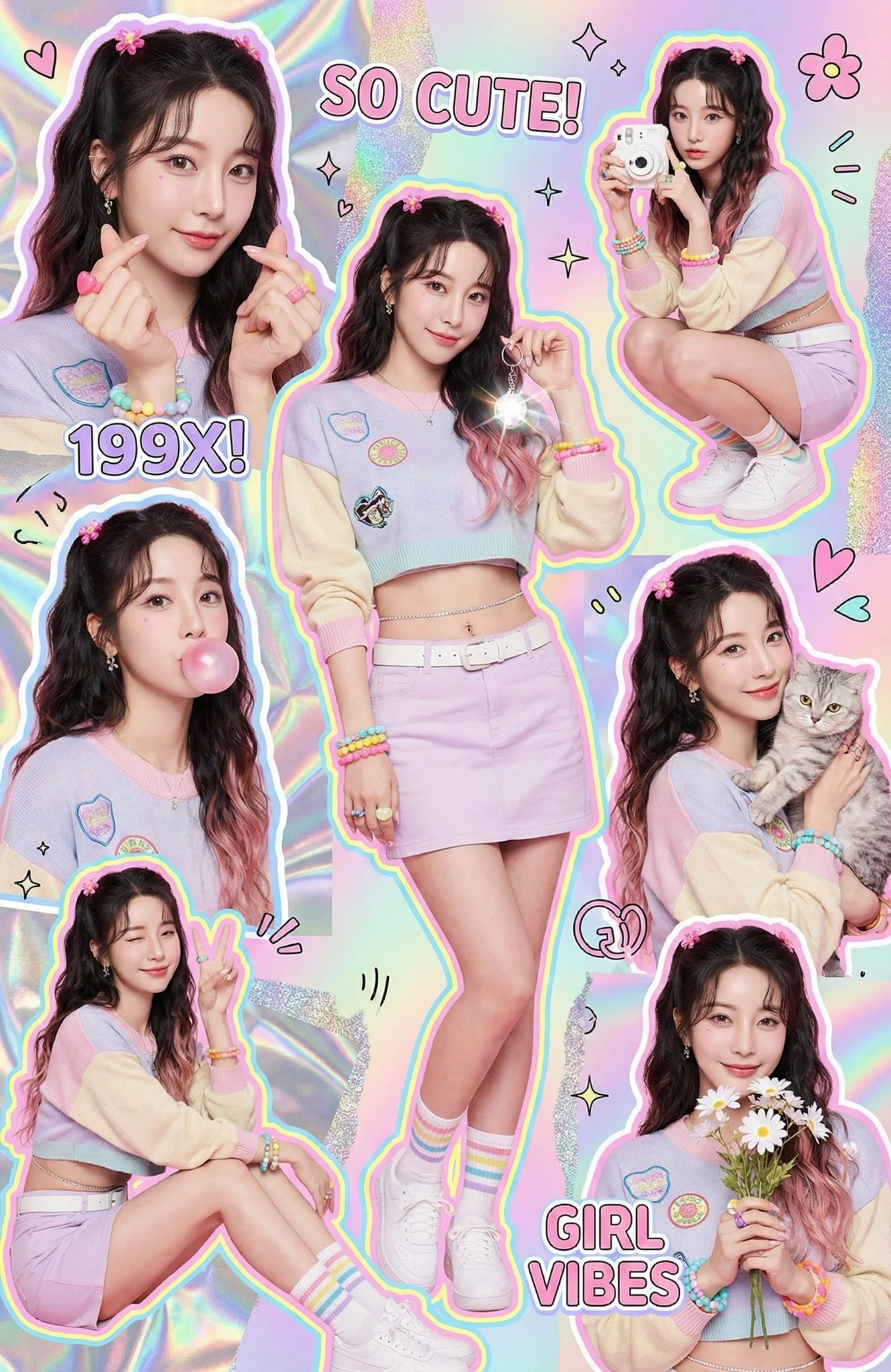 Vibrant Y2K scrapbook poster aesthetic, artistic and visually engaging