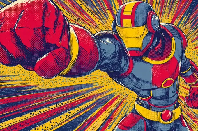 Vintage Comic Book Style Dynamic Action Illustration