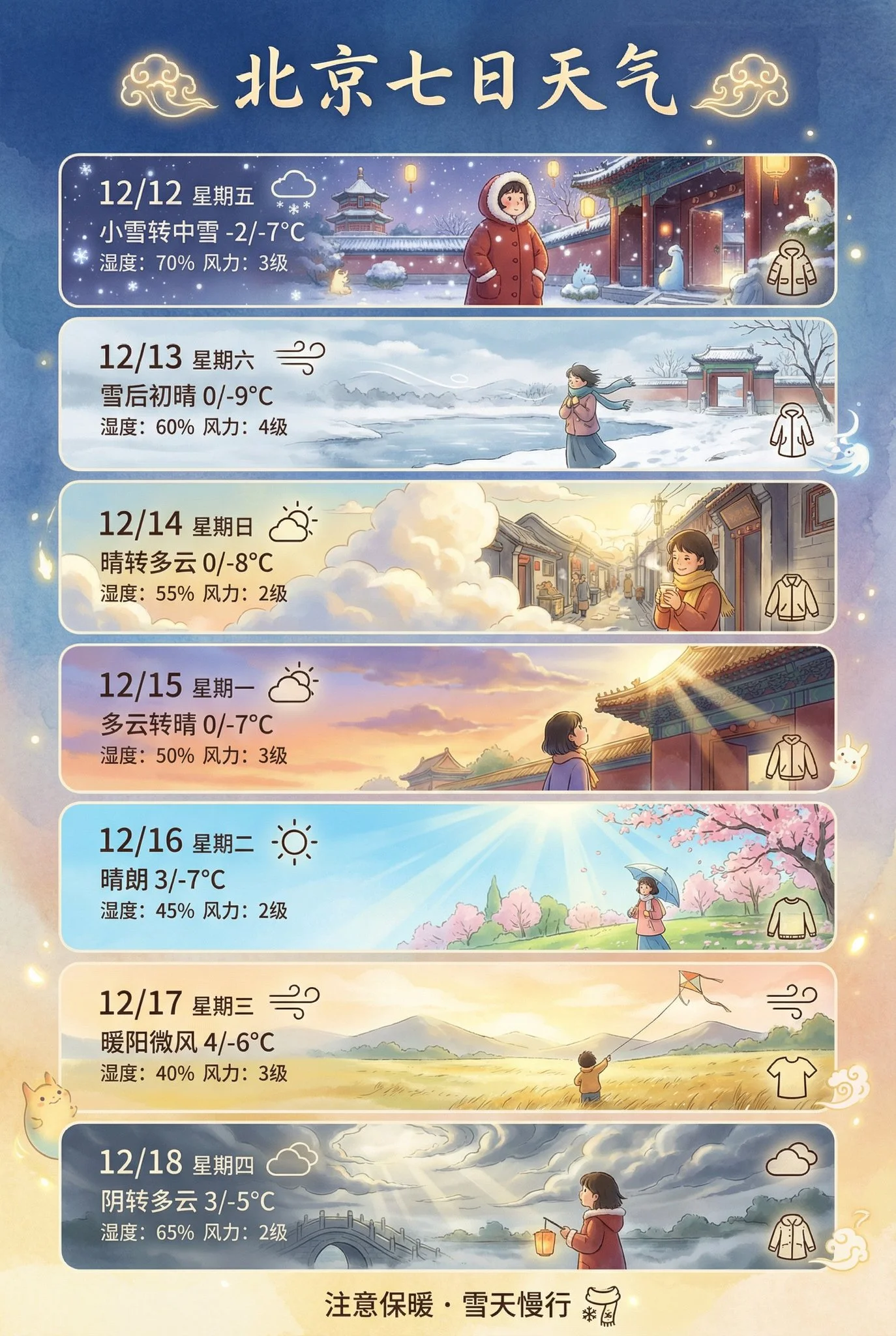 Weather Visualization Poster for Beijing's Next 7 Days