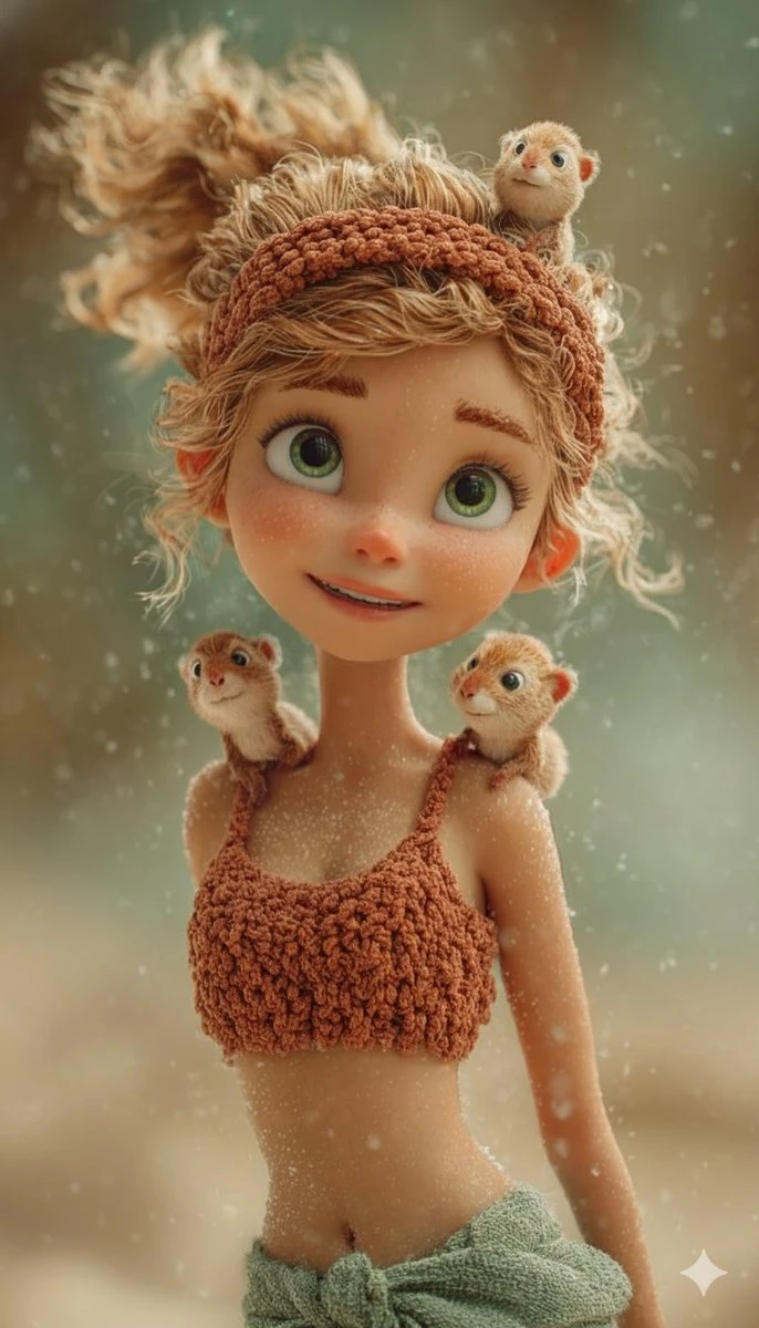 Whimsical 3D Animated Portrait of a Cute Young Fairy Girl