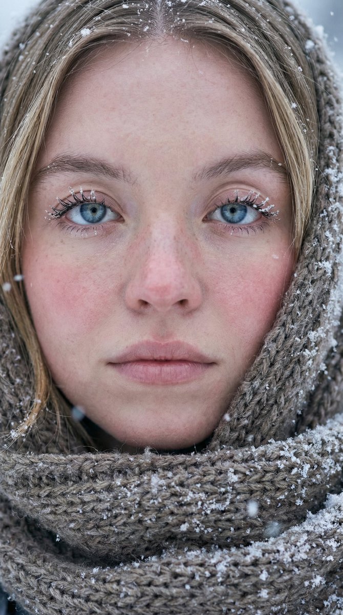 Young Woman Winter Portrait, Ultra Realistic Details
