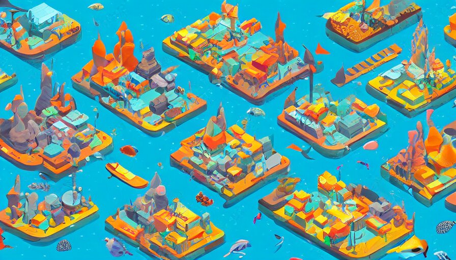 Busy Isometric Underwater City