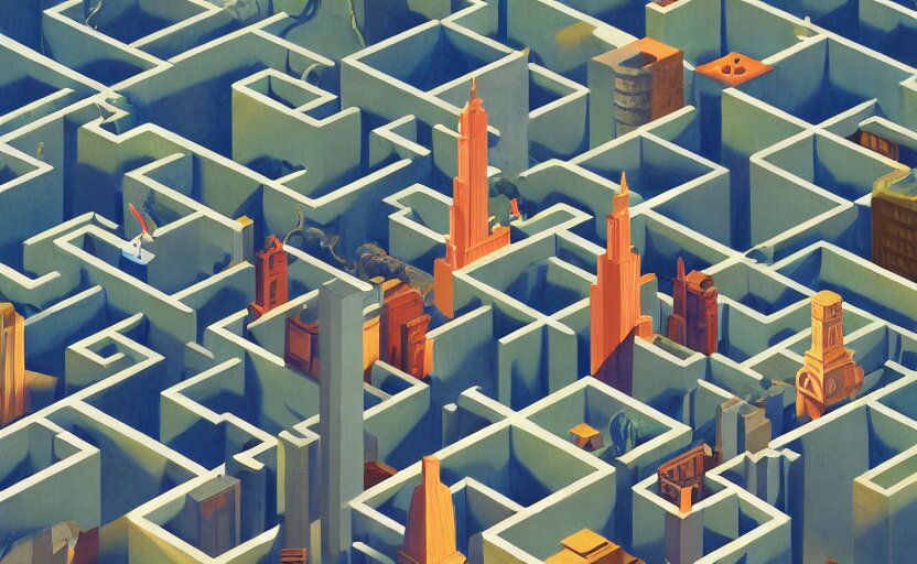 Isometric Shot of City in a Shape of Maze