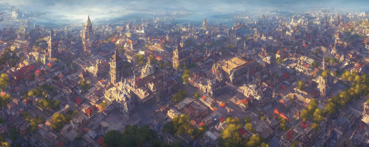 Isometric Aerial View of a City Center
