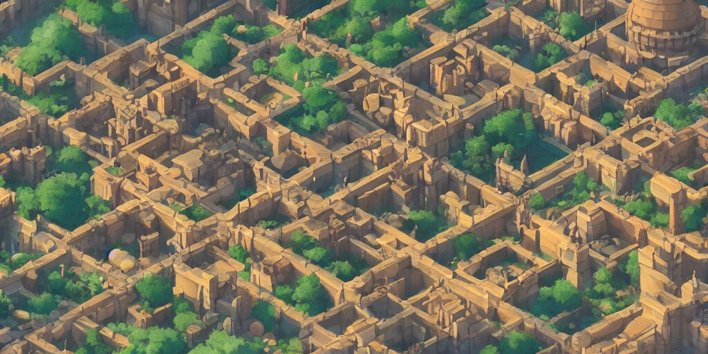 Rpg Isometric Top View of a Lovely Medieval Fantasy City