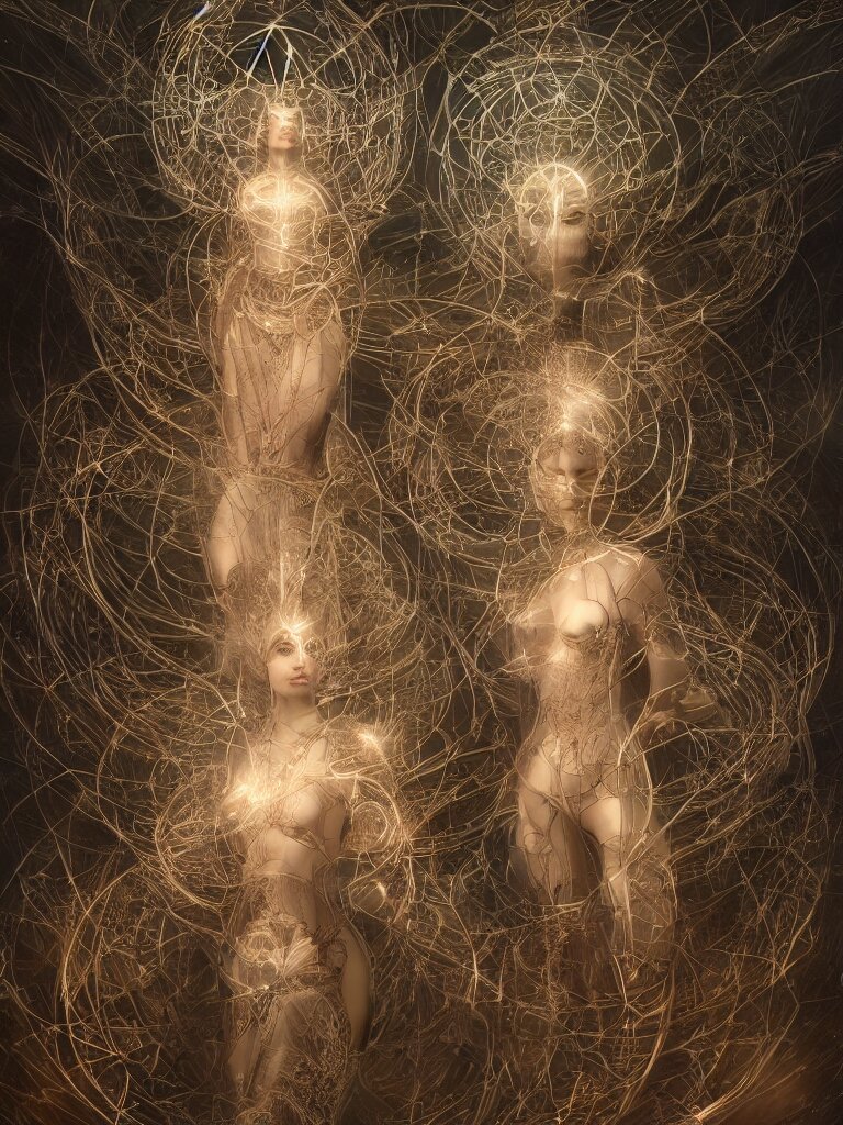 Photo of Her a Mystical Goddess Woman Covered in Modular Synthesizer Parts Surrounded
