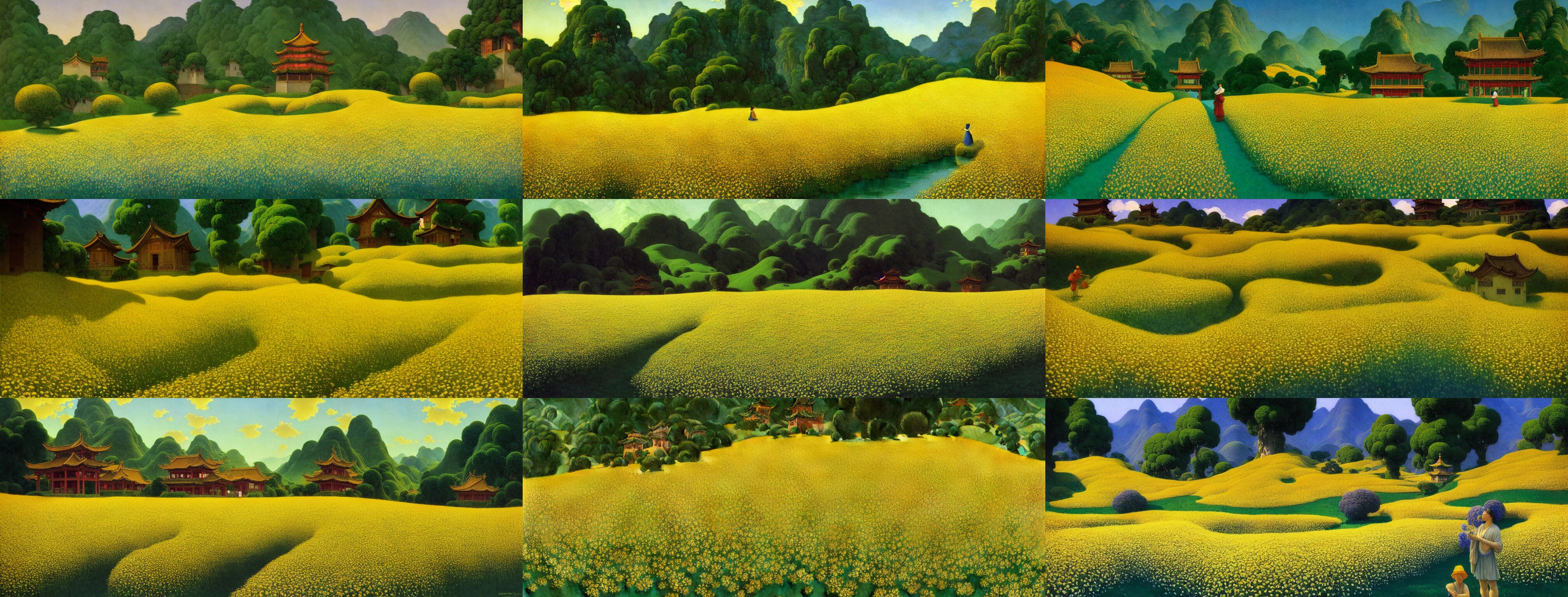 Overhead Shooting a Gorgeous Landscape Painting