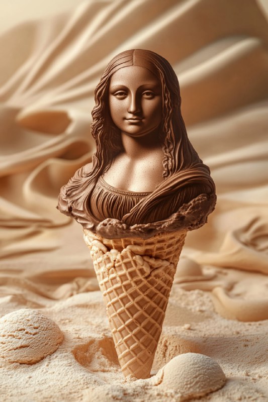 Surreal Ice Cream Cone with Greek God Head