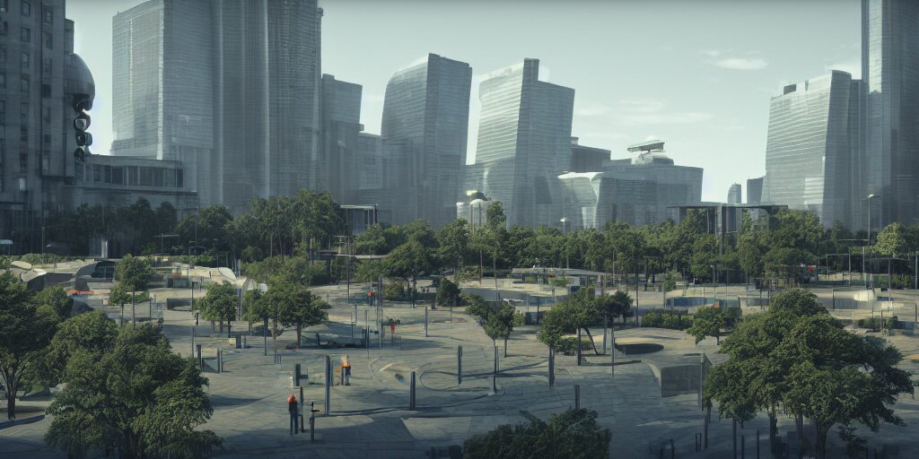 Modern City Center Public Park