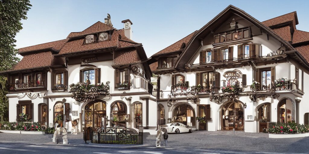 Beautiful Swiss Chalet with a Large Clock in its Front