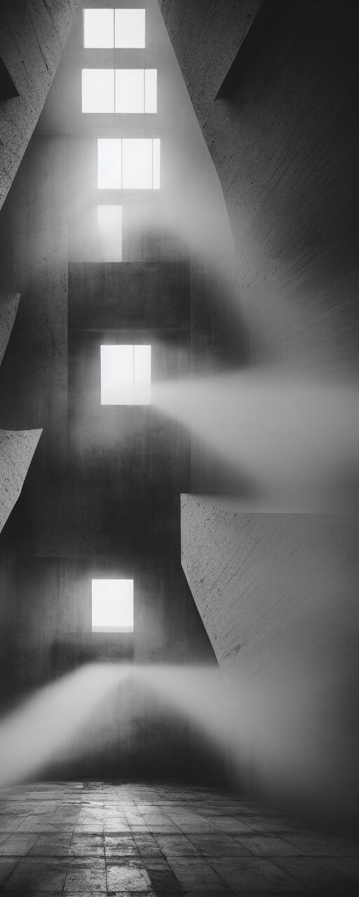 Hyper Realistic Interior Brutalist Building