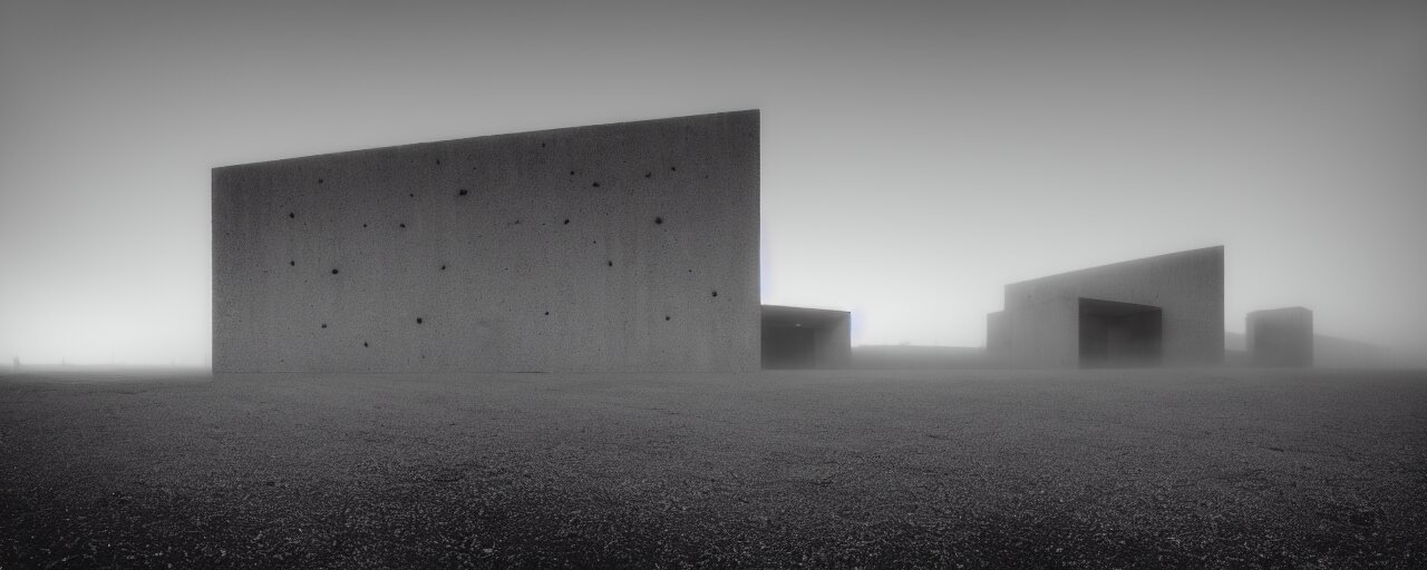 Hyper Realistic Brutalist Concrete Interior Building