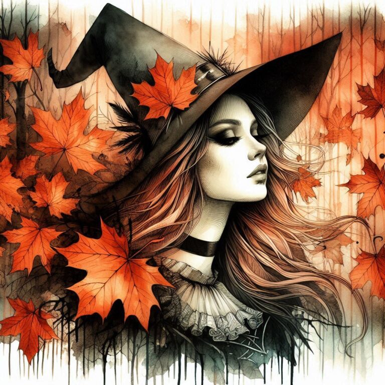 Magical Halloween Forest Girl Illustration