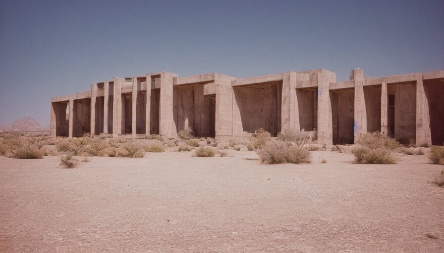 Huge Neoclassical Brutalist Building in the Desert