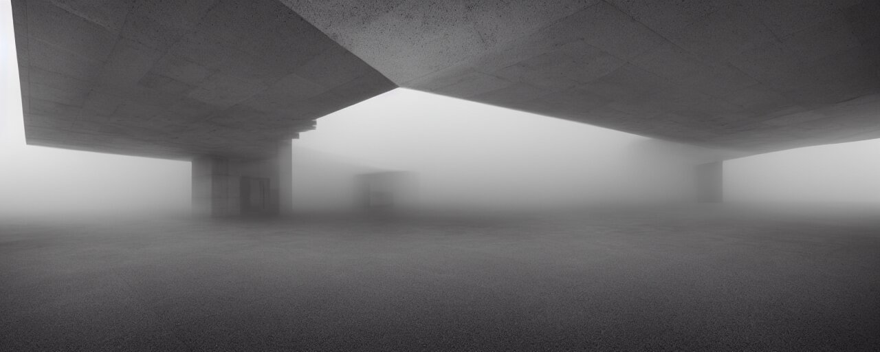 Realistic Interior of a Brutalist Architecture Building