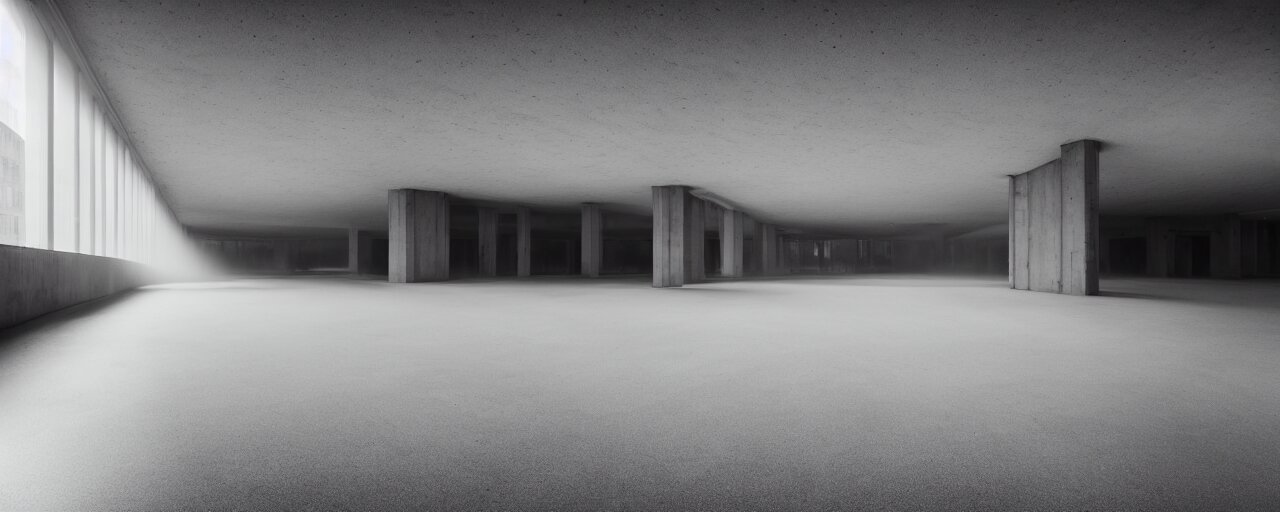Realistic Interior of a Brutalist Soviet Building