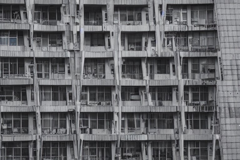 Brutalist Building in the Shape of a Mobius Strip