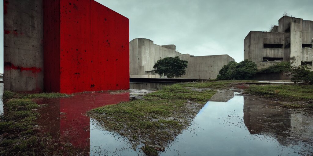 Brutalist Red Concrete Architecture