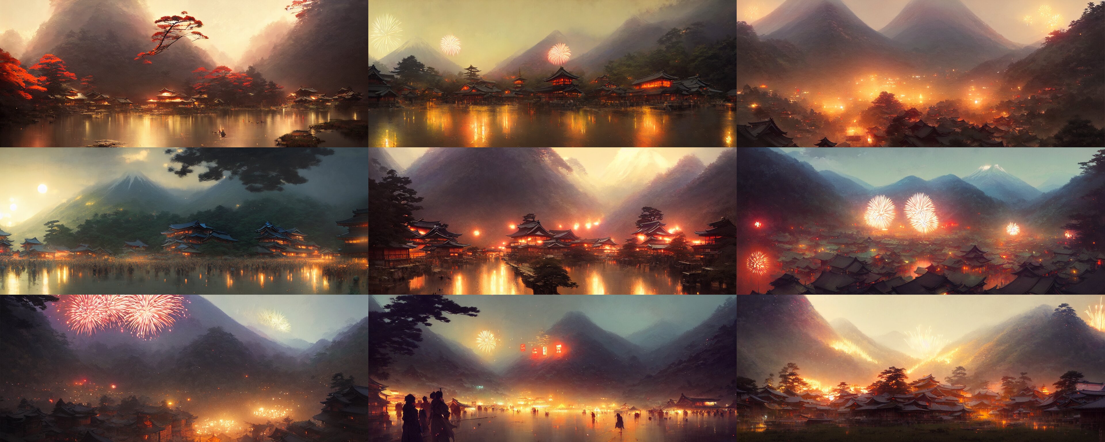 Japanese Mountain Countryside Small Town