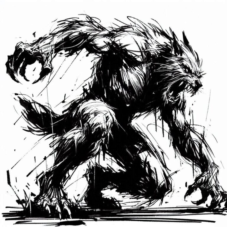 Terrifying Werewolf Sketch: Aggressive, Dynamic Lines