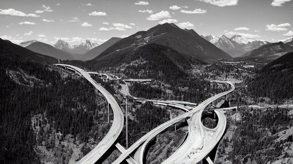 Landscape Photo of Mountains with Highways and Bridges