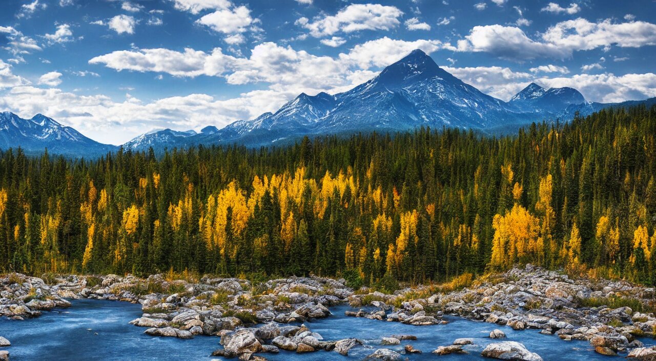 Majestic Mountain Taiga Landscape