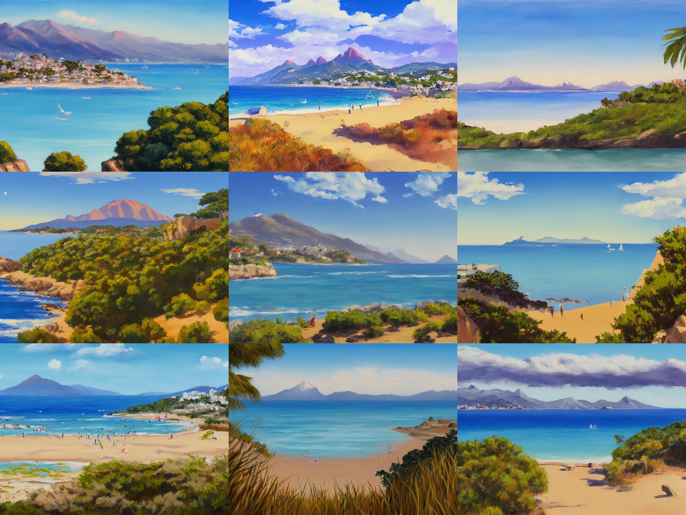 Mate Painting View from the Sea of Marbella Landscape